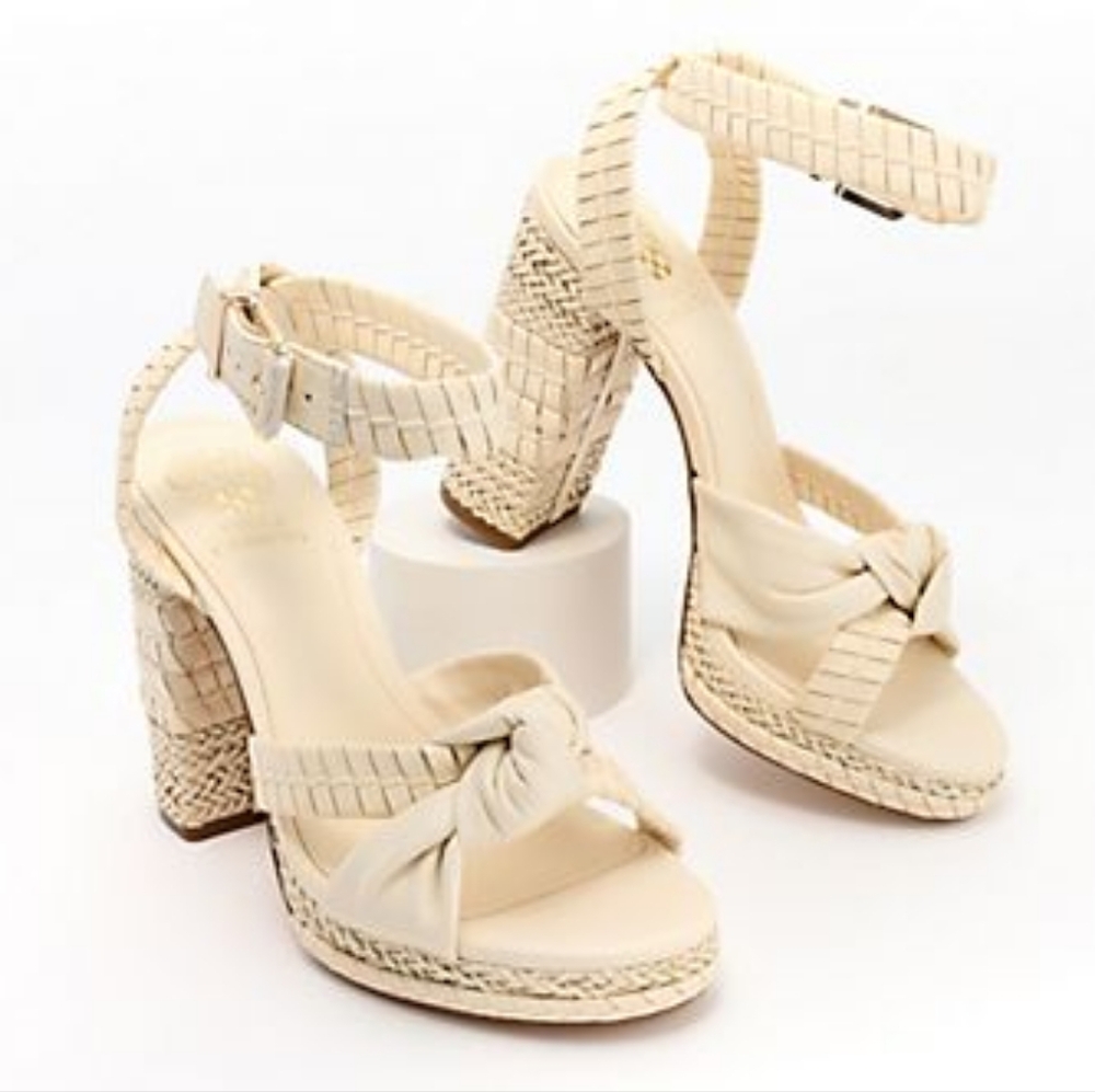 NWOB Vince Camuto Cream White‎ Platform Sandals w/ Braided Straps Size 6.5
